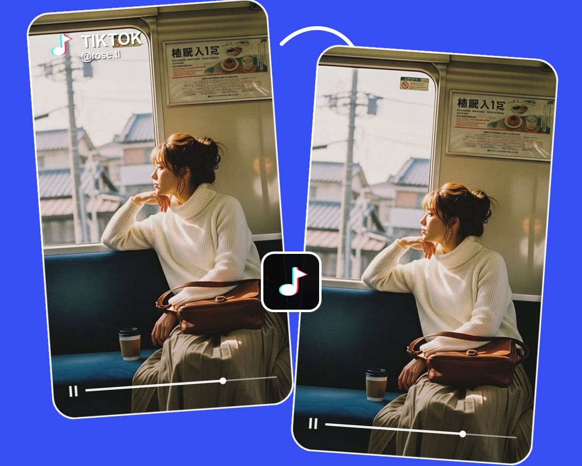 TikTok watermark removal comparison before and after