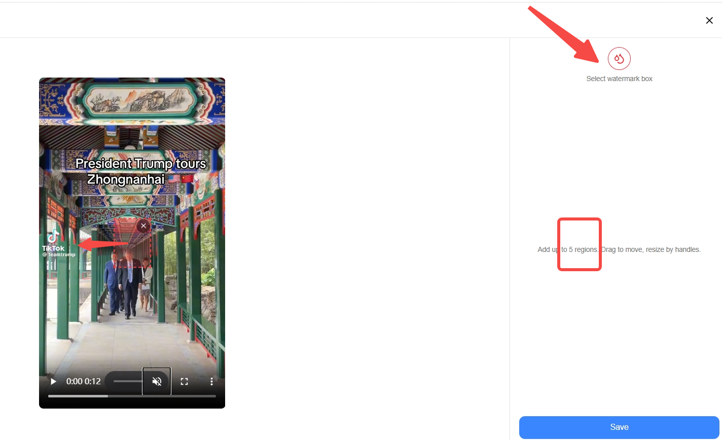 Click Select Box to start marking watermark