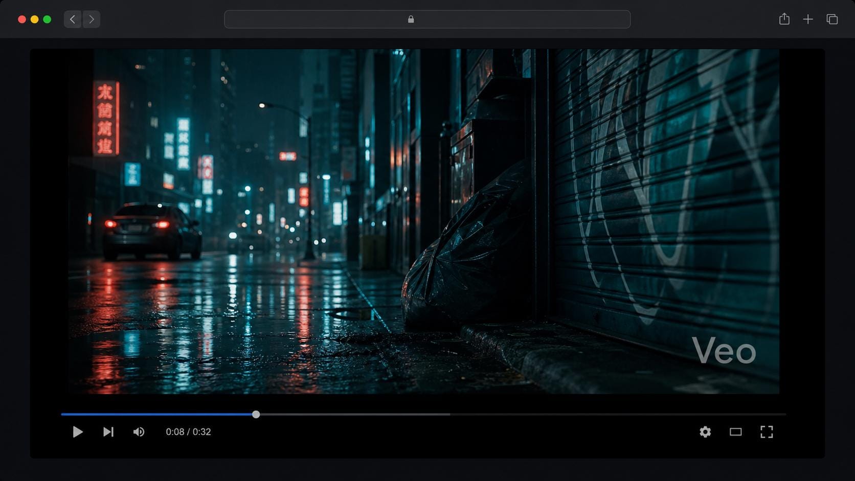 Google Flow video showing a visible Veo watermark in the bottom-right corner