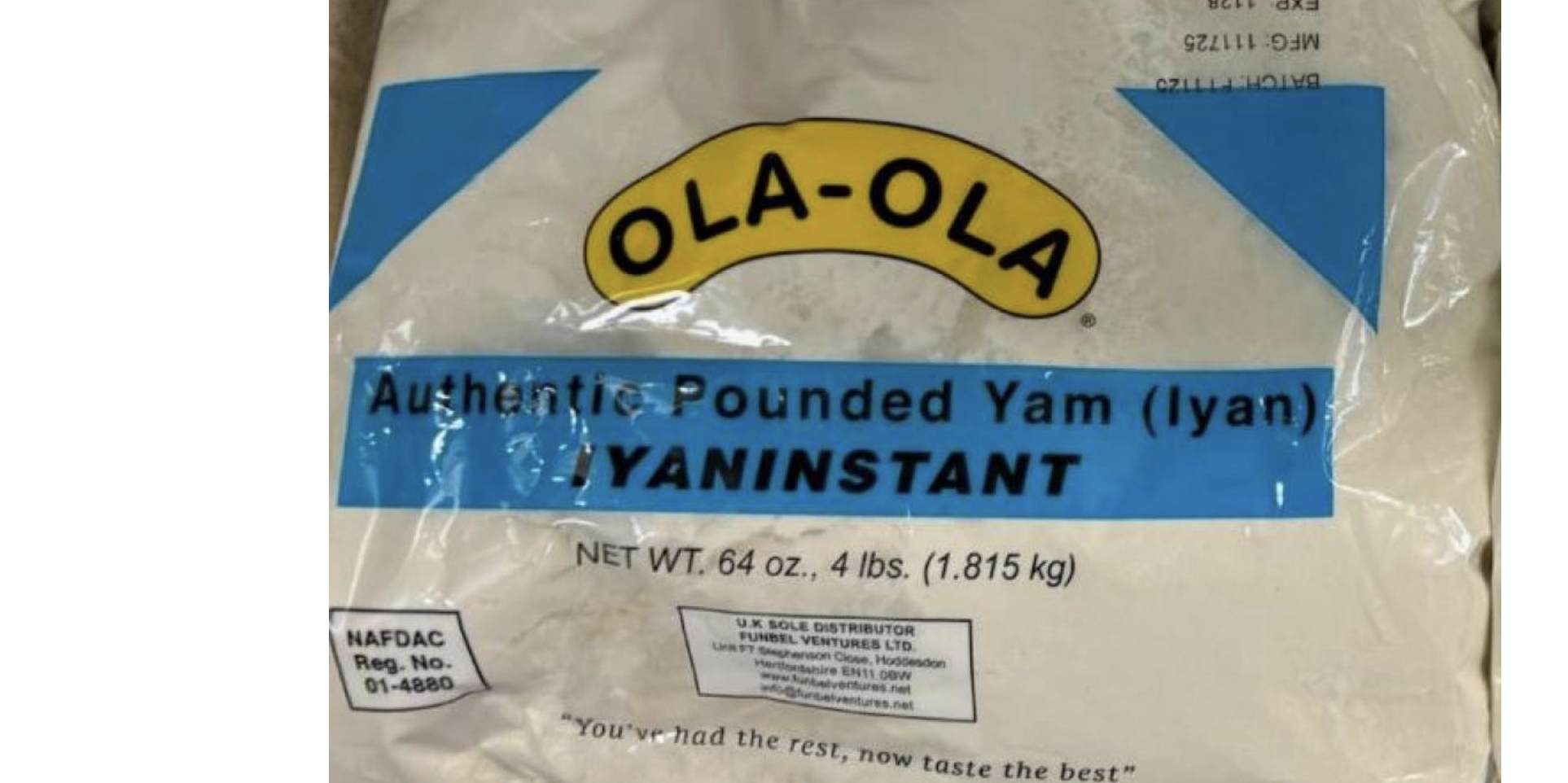 Ola-Ola Pounded Yam Recalled for Undeclared Milk Allergen