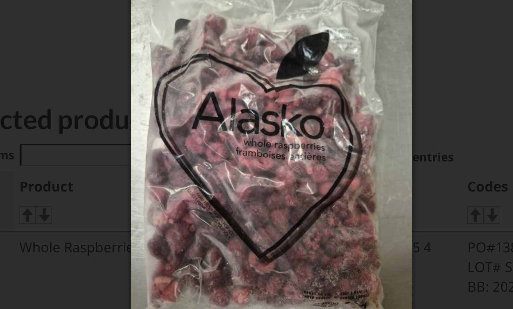 Frozen raspberries recalled because of norovirus; illnesses reported 2 Frozen raspberries recalled because of norovirus; illnesses reported