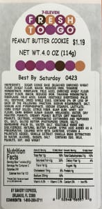 7-Eleven peanut butter cookie package