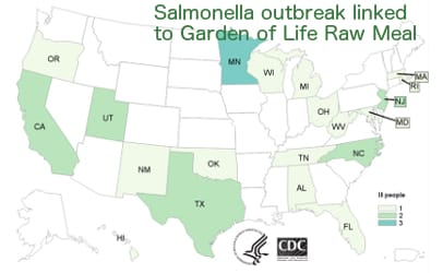 As of March 21, the CDC reports 27 people across 20 states with confirmed cases of Salmonella Virchow infections matching the outbreak strain found in organic Garden of Life Raw Meal shake and meal replacement powders.