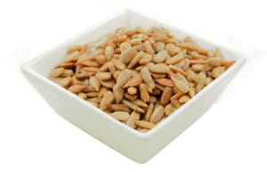 Roasted sunflower seeds in dish