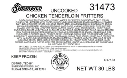 recalled Simmons frozen chicken General Mills flour