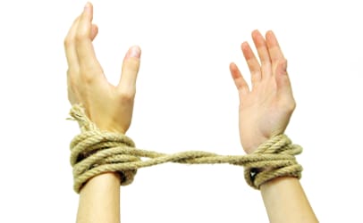 hands tied photo illustration