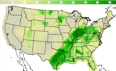 Monday evening the National Weather Service forecast map showed more rain on tap for many areas already experiencing flooding. 