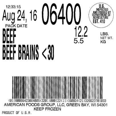 recalled beef brains American Foods Group