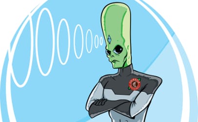 alien mind control with chipotle uniform