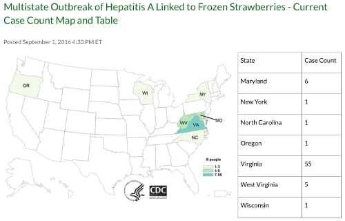 map Tropical Smoothie Hep A outbreak