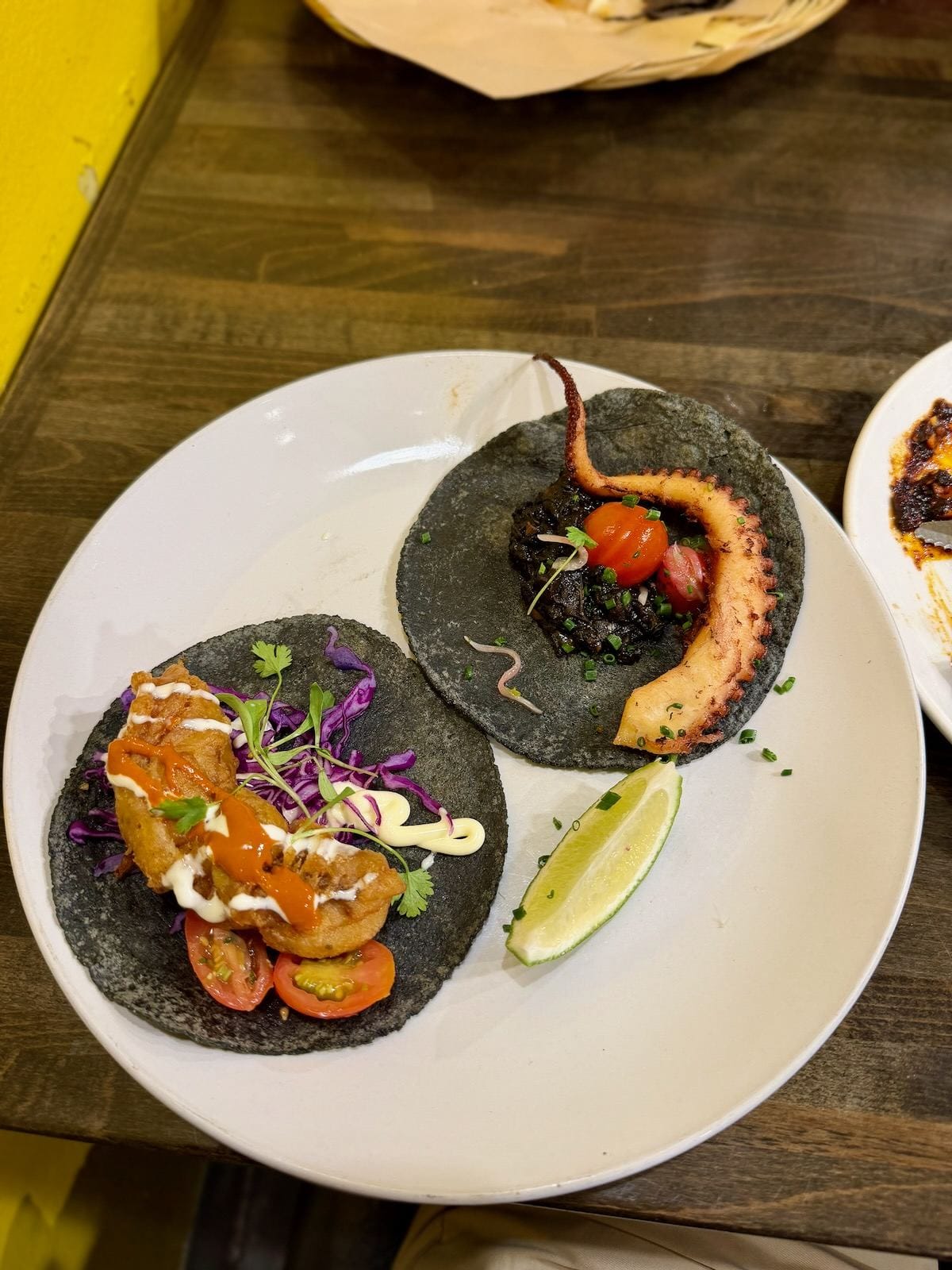 Holbox blue corn tacos octopus shrimp Mercado La Paloma Los Angeles