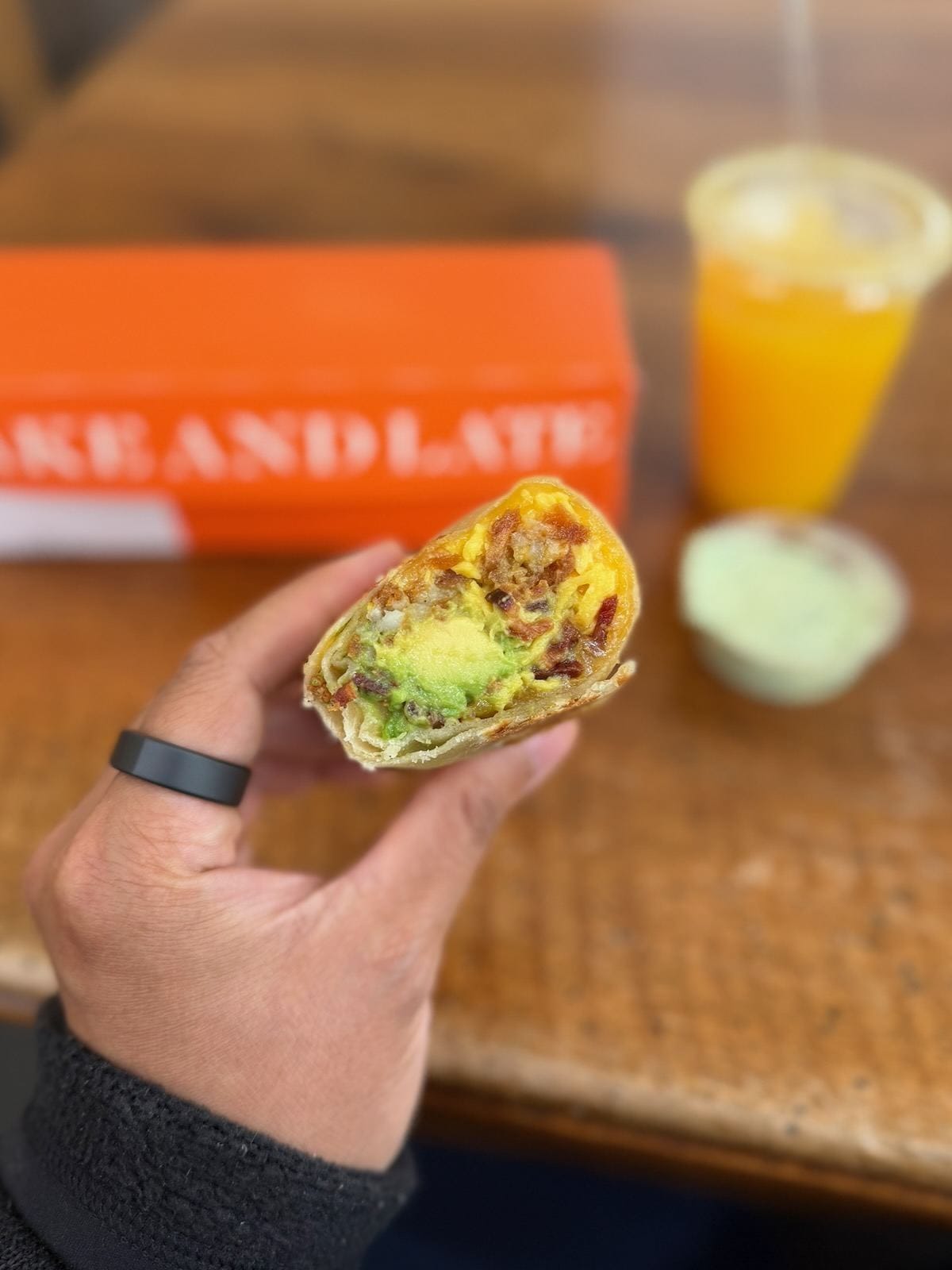 Wake and Late breakfast burrito Pasadena Los Angeles cross section