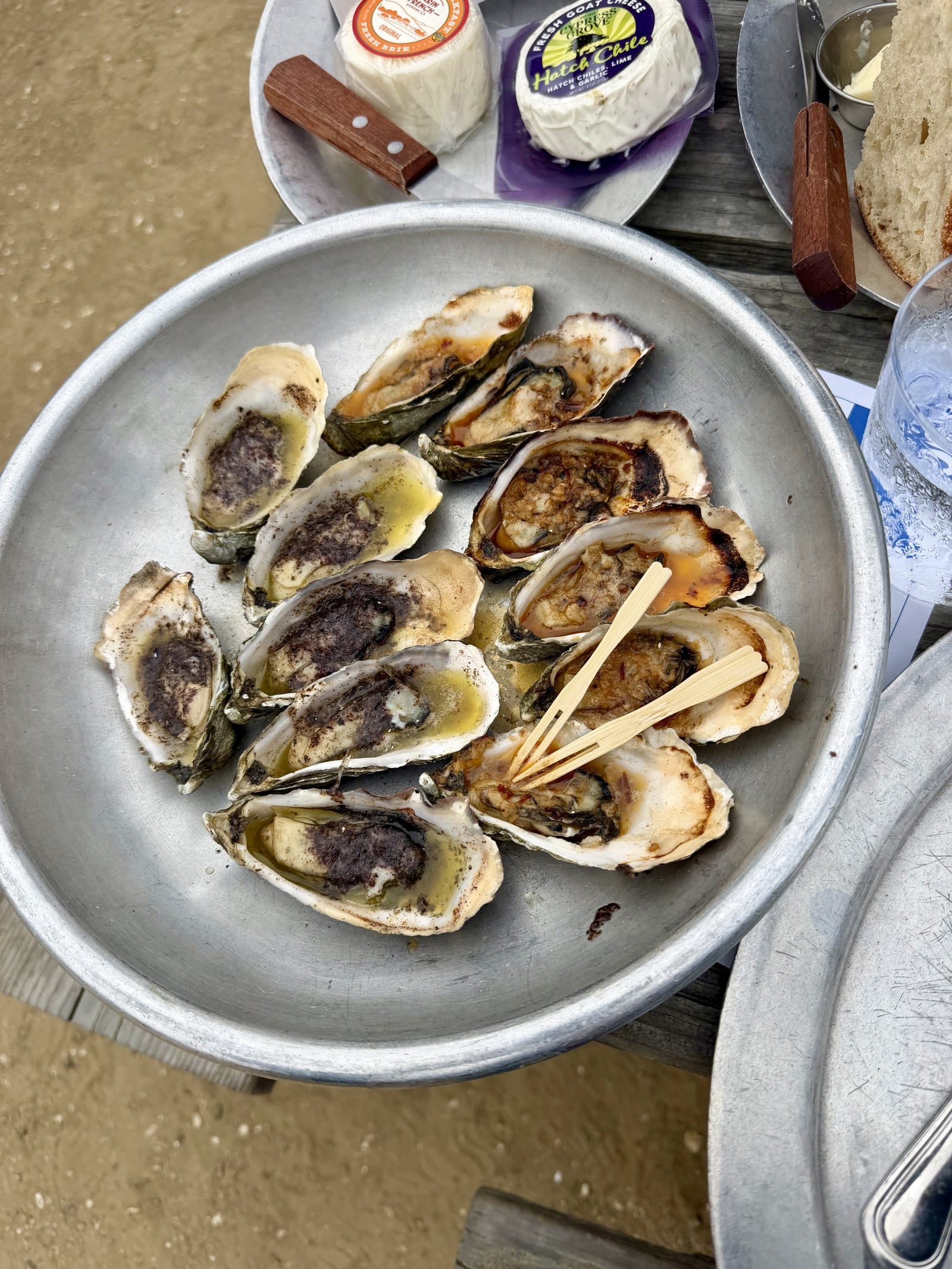 Grilled oysters with chipotle bourbon butter and miso nori butter