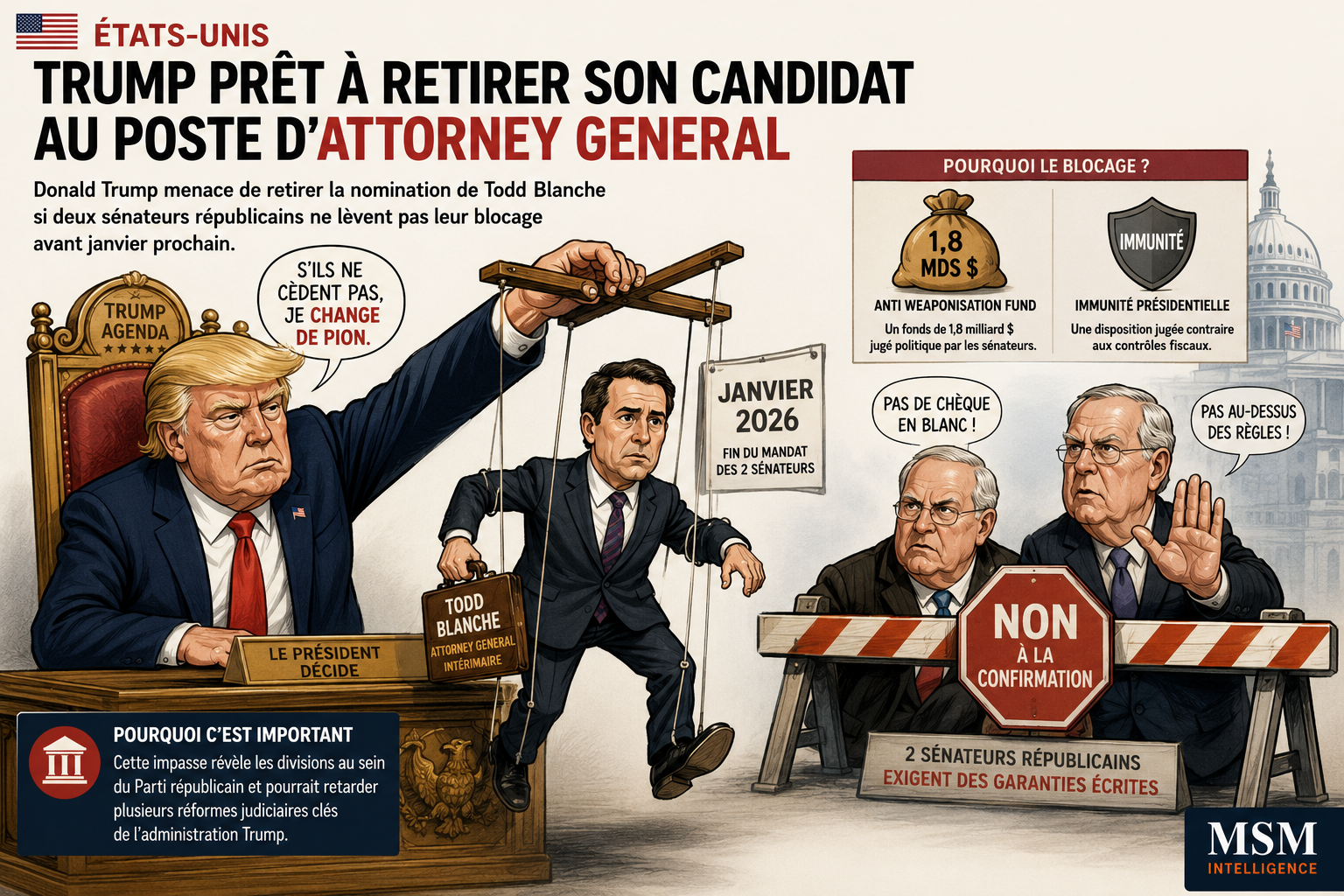 🇺🇸 États-Unis : Trump prêt à retirer son candidat au poste d'Attorney General