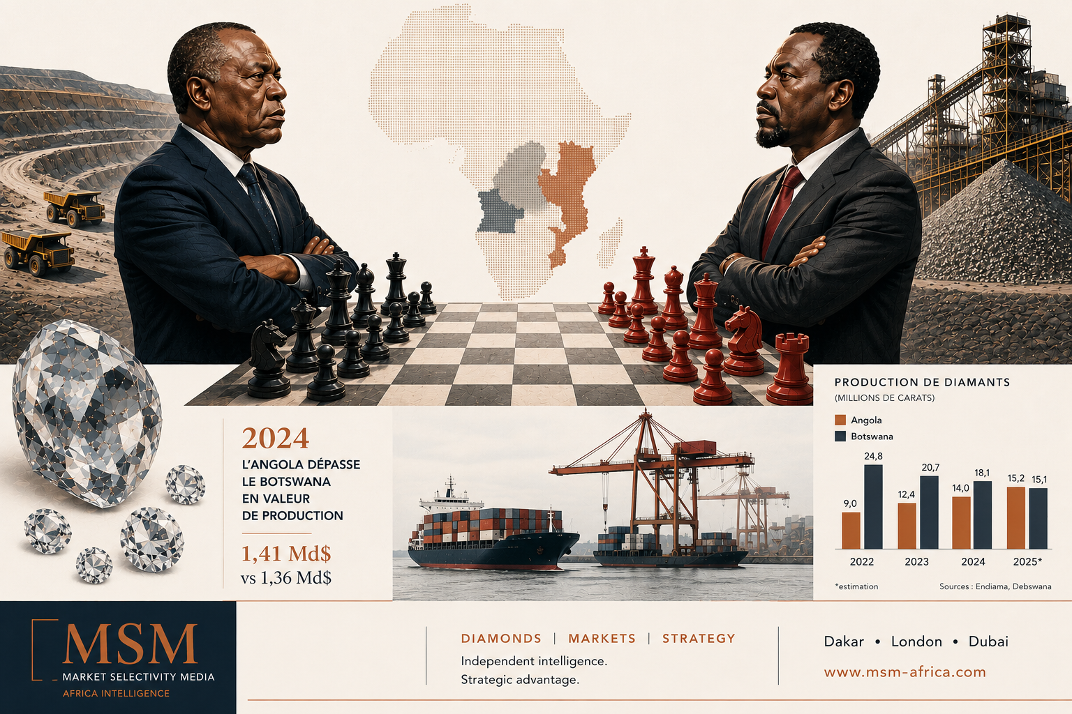 DIAMANTS L’Angola rattrape le Botswana et veut peser sur l’avenir de De Beers