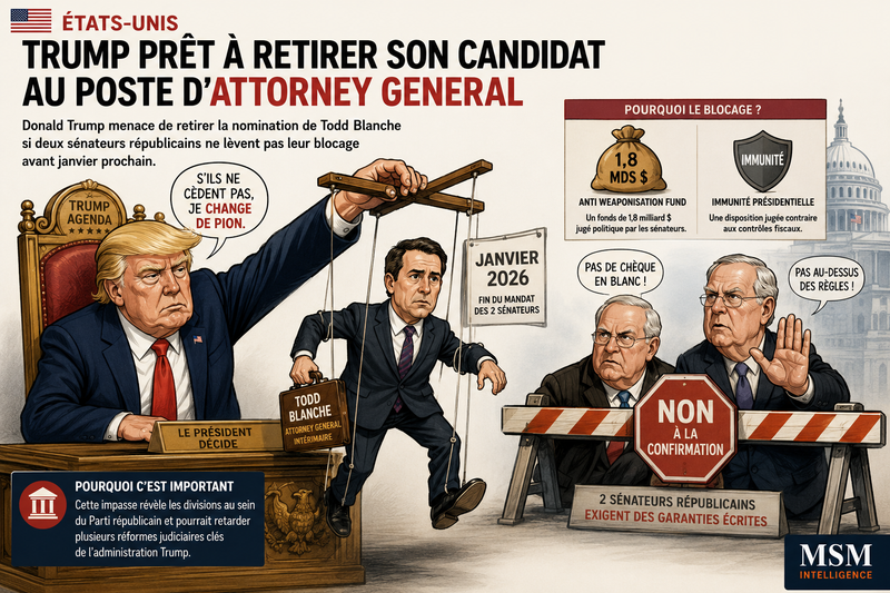 🇺🇸 États-Unis : Trump prêt à retirer son candidat au poste d'Attorney General