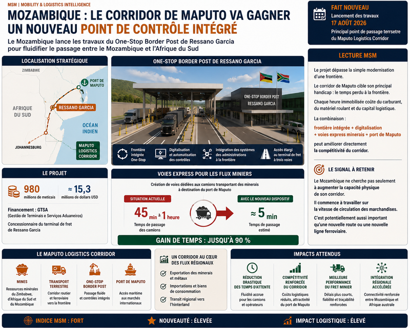 MOZAMBIQUE : LE CORRIDOR DE MAPUTO VA GAGNER UN NOUVEAU POINT DE CONTRÔLE INTÉGRÉ