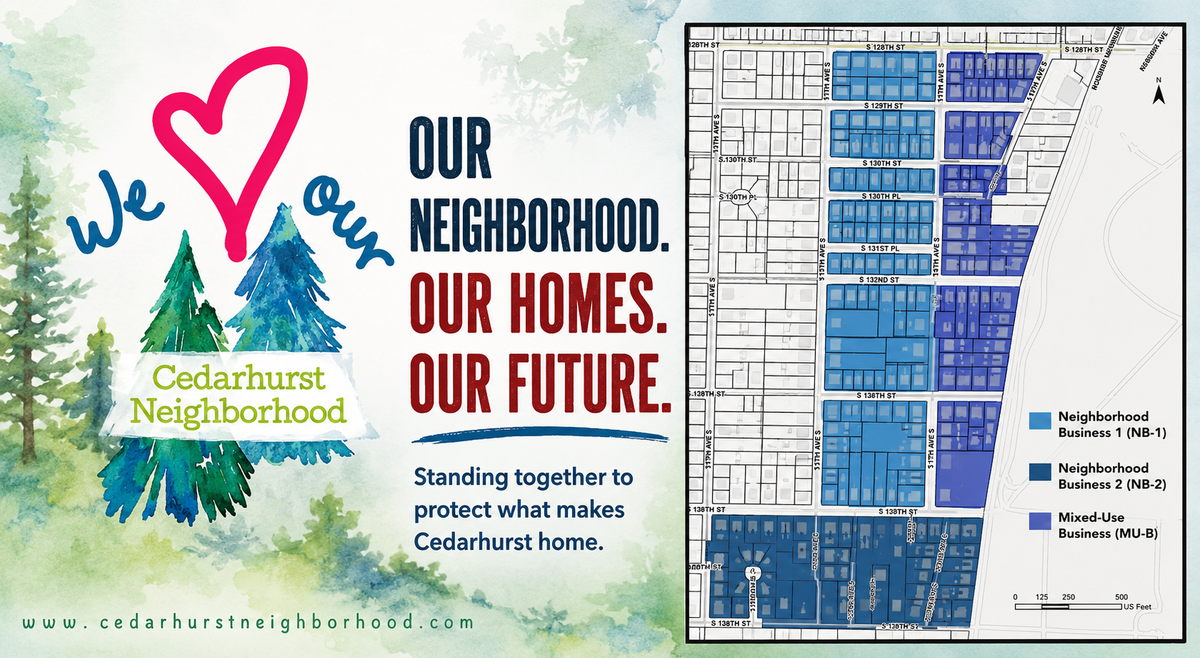 755 Sign Petition Opposing Burien's North of NERA (Cedarhurst) Rezone, Ahead of Public Hearing