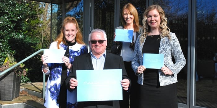 Faye Hunter from Sheldrakes restaurant, John Brown from the Holiday Inn Express, Jo Dickinson, one of the Wirral Council’s registrars and Becky Taylor from Leasowe Castle help launch the Celebrate in Wirral wedding guide