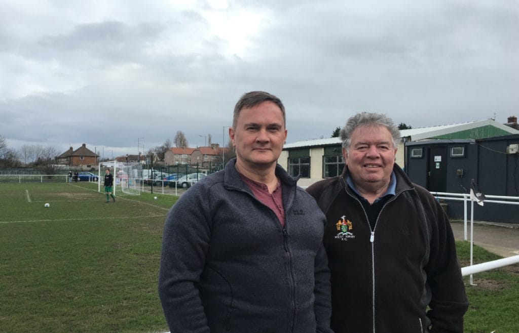 West Kirby FC women's team manager Andy Jones (left) and club vice chairman Roy Williamson