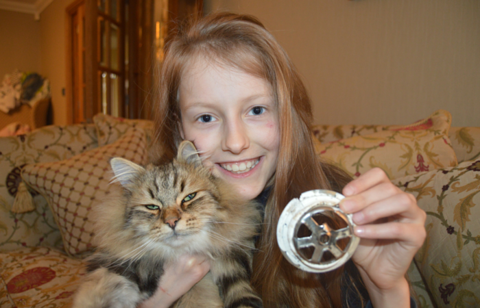 Basja the cat & owner Marsha, aged 9