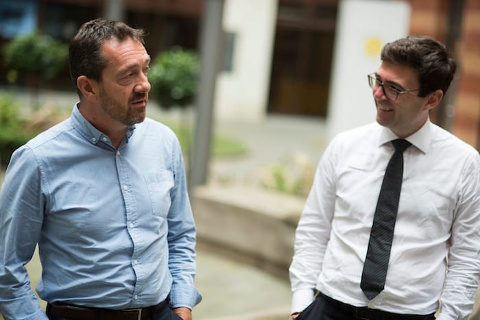 Chris Boardman chats to Andy Burnham