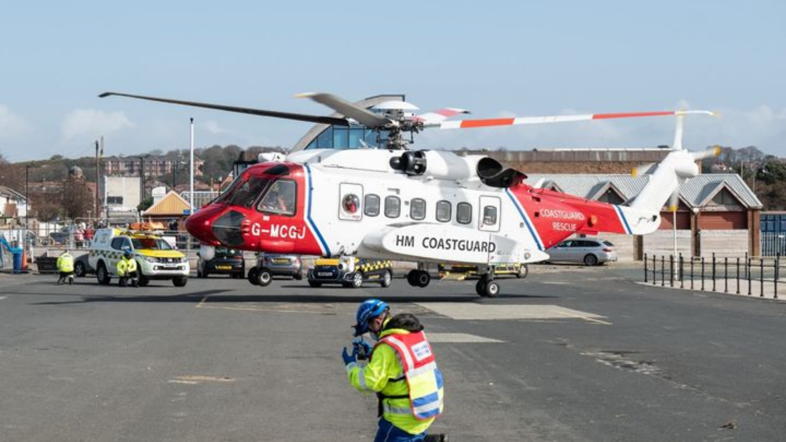 Dramatic helicopter rescue after injured woman cut off by rising tides
