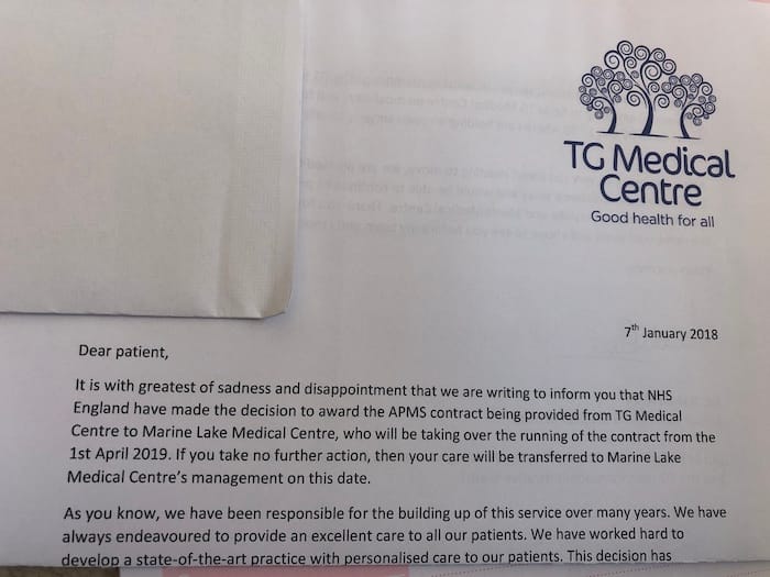 TG Medical Centre, letter to patients