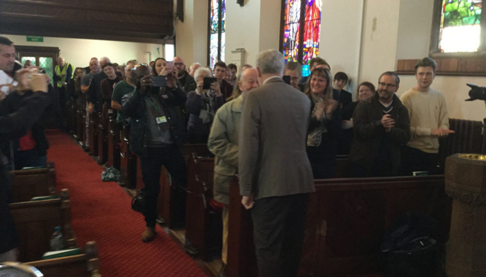 Jeremy Corbyn meets local Labour member John Durrant
