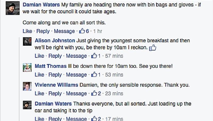 Local residents arrange impromptu beach clean up via Facebook