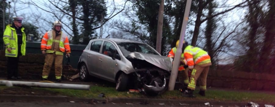 Man & woman taken to hospital after Column Road crash