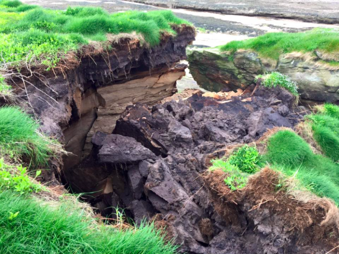 Image from Wirral Coastguard Rescue Team showing recent rock fall