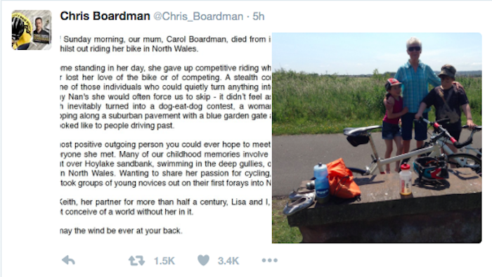 Chris Boardman's sad announcement on Twitter