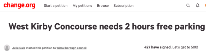 Petition calling for two hours free parking