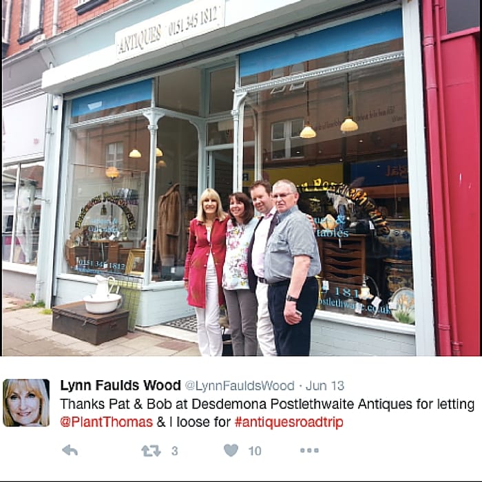 TV presenter Lynn Faulds Wood tweets about her visit to the shop