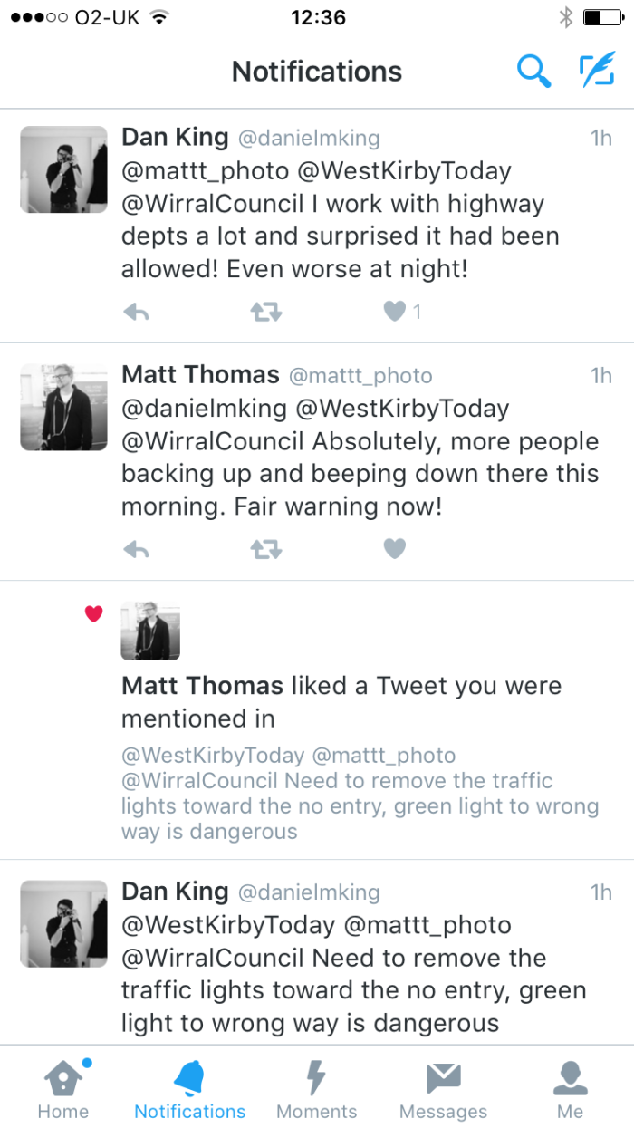 Twitter warnings about Bridge Road
