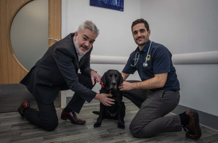 Boo's owner, Mike Cockburn & vet Dylan Payne