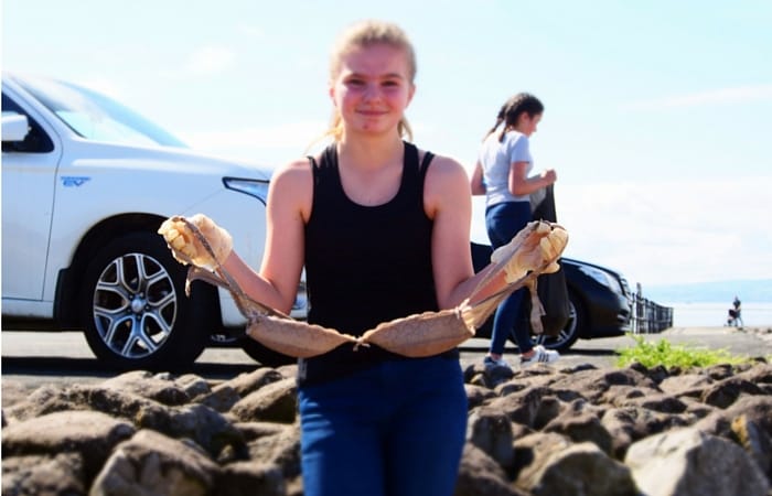Discarded bra found on beach during West Kirby Grammar School tidy-up project