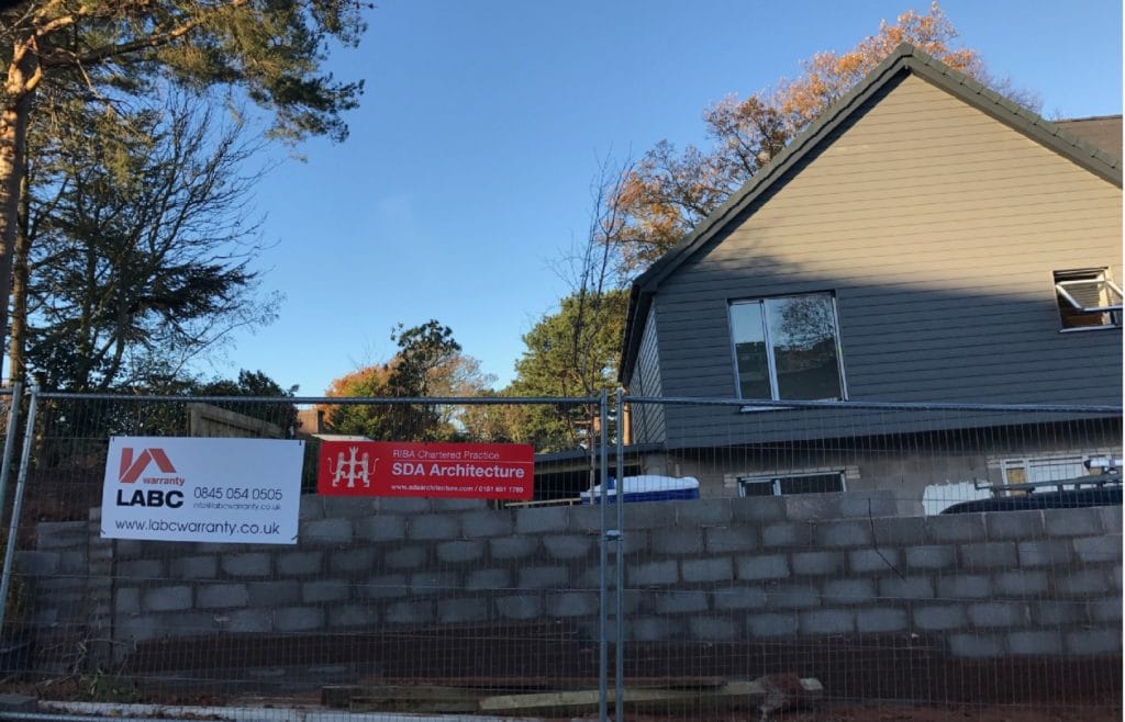 The new home site in Grammar School Lane where the accident happened today