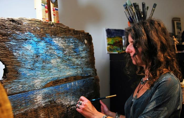 Jo Smith at work at the Seagrass Studio Gallery