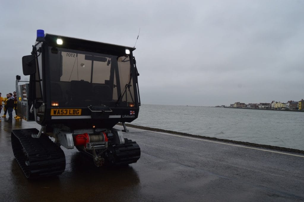 The cab of the launch vehicle for the West Kirby lifeboat, in which the man was rescued