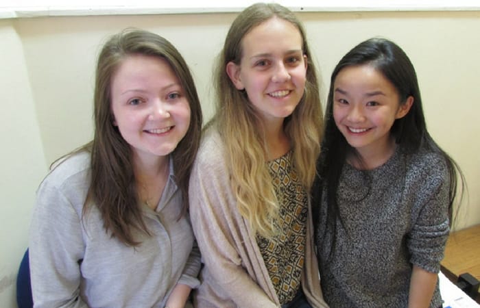 All smiles - Successful pupils at West Kirby Grammar School on Thursday morning after learning their results