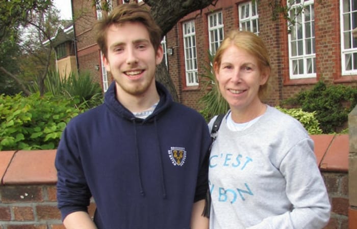 Happy pupils outside West Kirby Grammar School on Thursday after learning their A level results