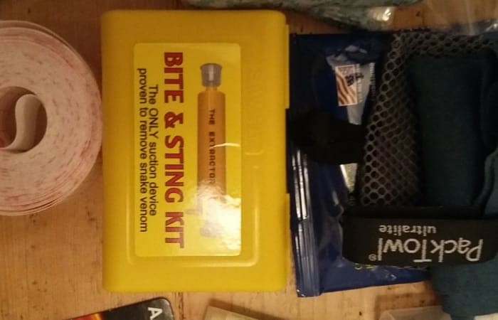 Anti-snake bite kit for Lee's Sahara run