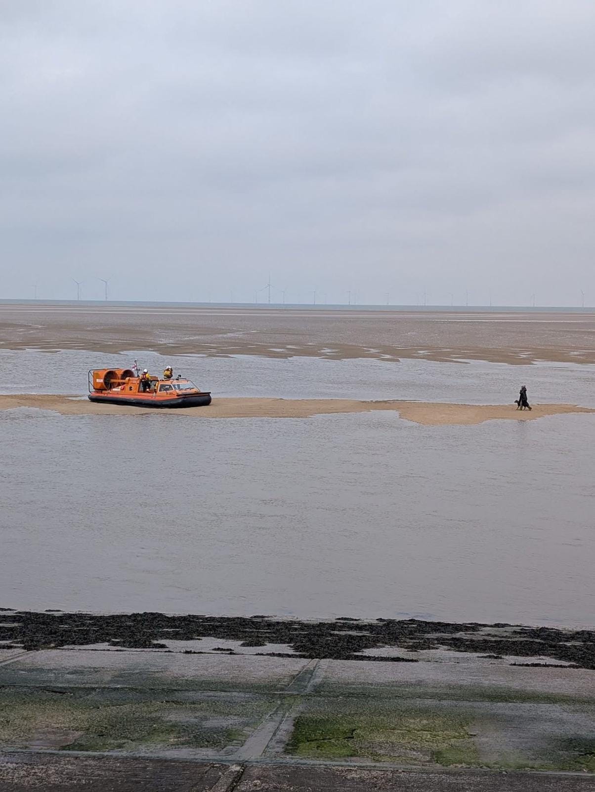Woman and dog rescued from sandbank by Hoylake RNLI hovercraft