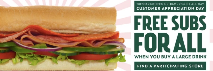 Fancy a free Subway on Valentine's Day?