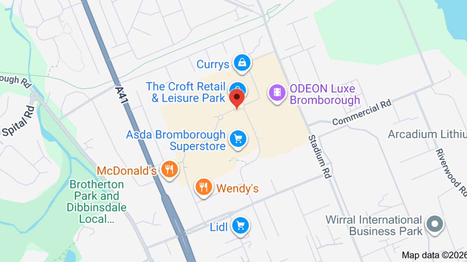 The Croft Retail Park in Bromborough.