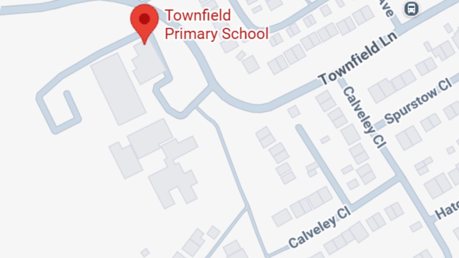The location of Townfield Lane Primary School on Google.
