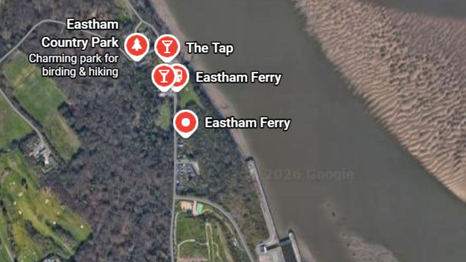 Google Map view of Eastham Ferry Terminal. 