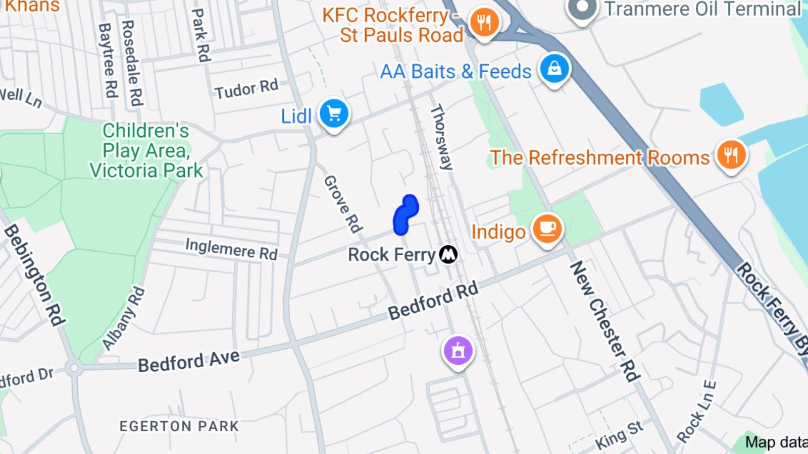 Mulberry Close map, Rockferry.